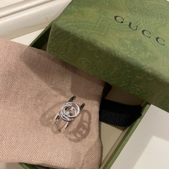 Gucci Interlocking Wide Open Band Ring Authentic NEW Sterling - Picture 1 of 9